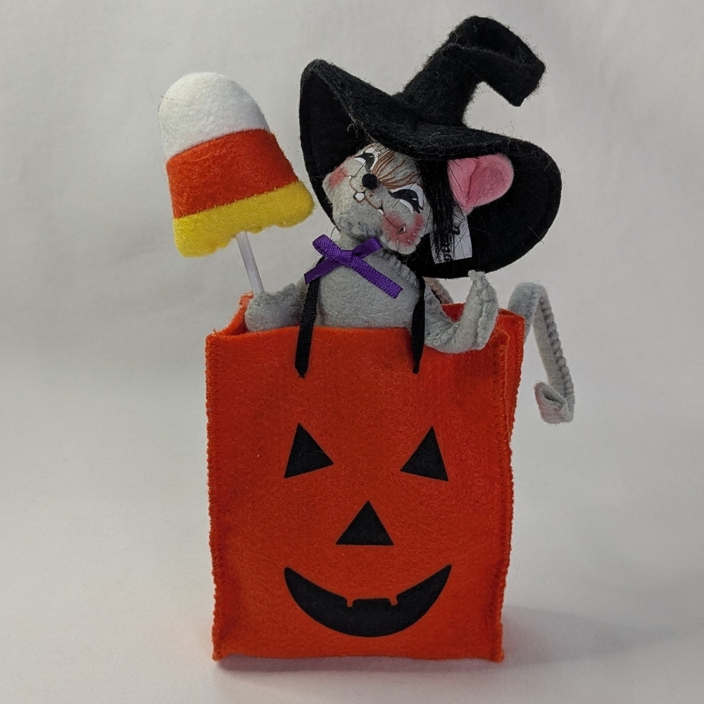 Annalee Mouse Doll Bag of Treats Halloween Jack-o-lantern Candy Corn 5" 2014 EUC